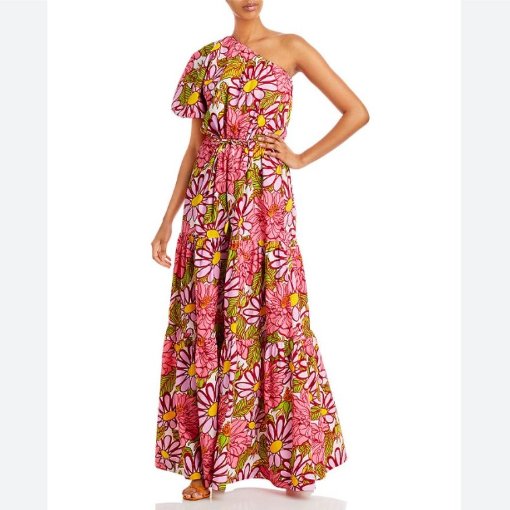 SWF One Shoulder Puff Sleeve Maxi Dress - Size: XS